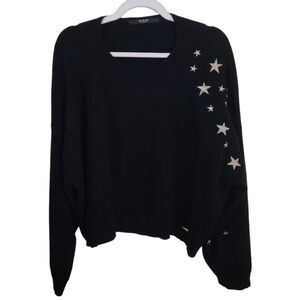 Guess Y2K Black Gold Metallic Stars Dolman Sleeve Oversized Sweater Size S